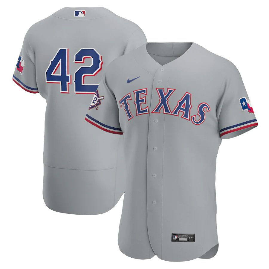 Mens Texas Rangers #42 Nike Gray Road Jackie Robinson Day Authentic MLB Jerseys->texas rangers->MLB Jersey